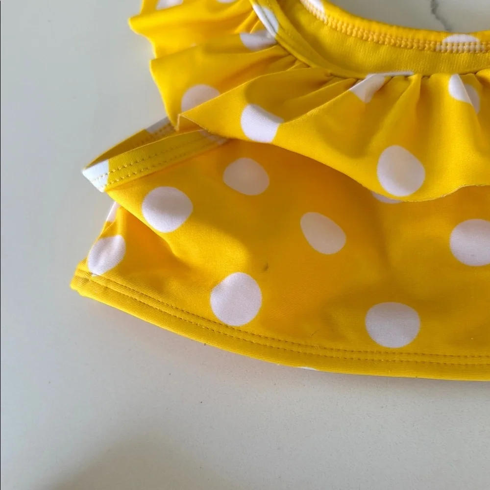 Yellow Polka Dot Ruffle Bikini Set